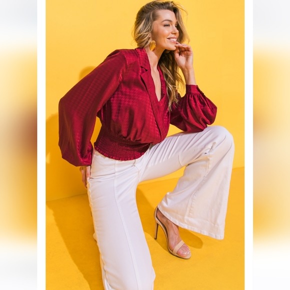 I think I'm falling in love red jacquard satin top - Picture 5 of 5